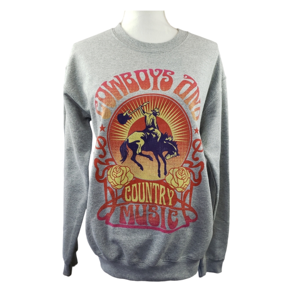 Altar'd State NWT Cowboys & Country Music Sweatshirt Small in Gray Retail $59.95